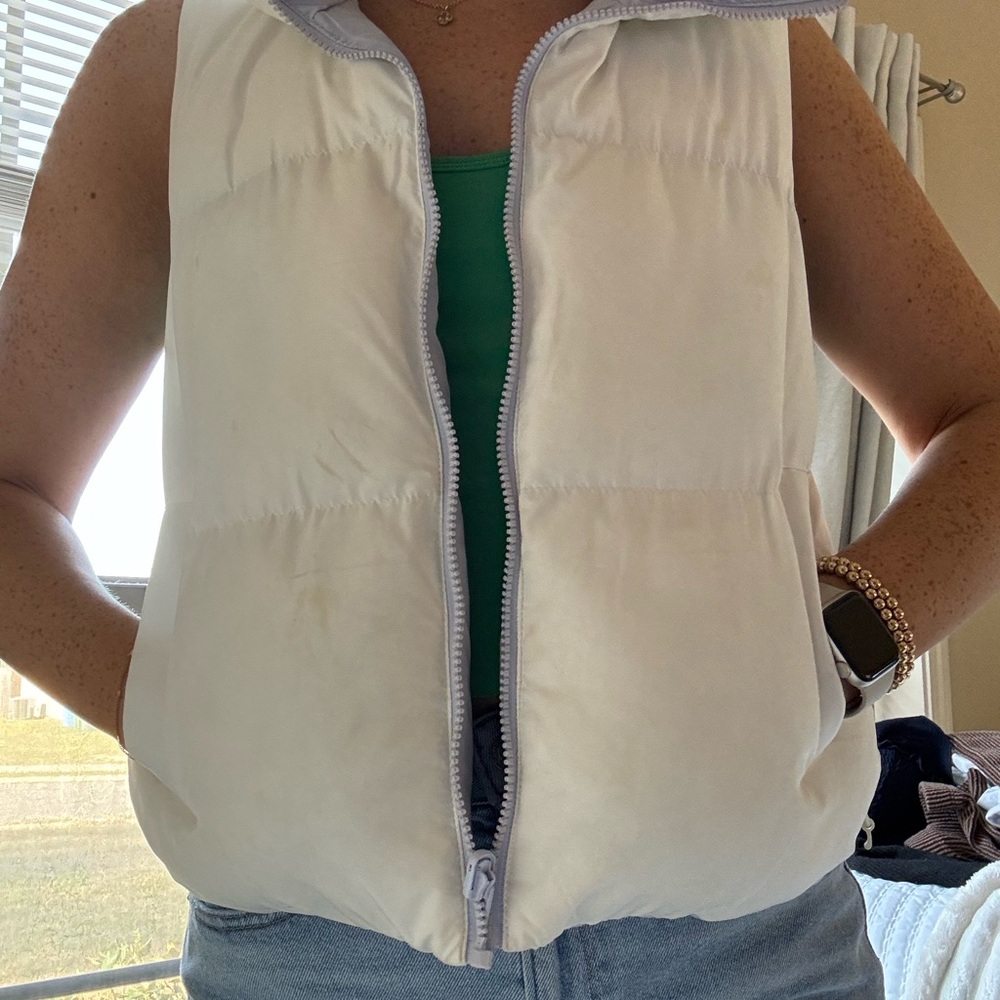 JoyLab White Quilted Zip-Up Vest